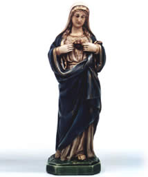 Imaculado Coração de Maria tradicional 30cm pintura envelhecida