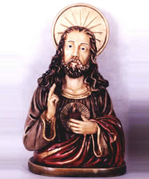 Busto Sagrado Coração de Jesus estilizado 30cm pint. Envelhecida